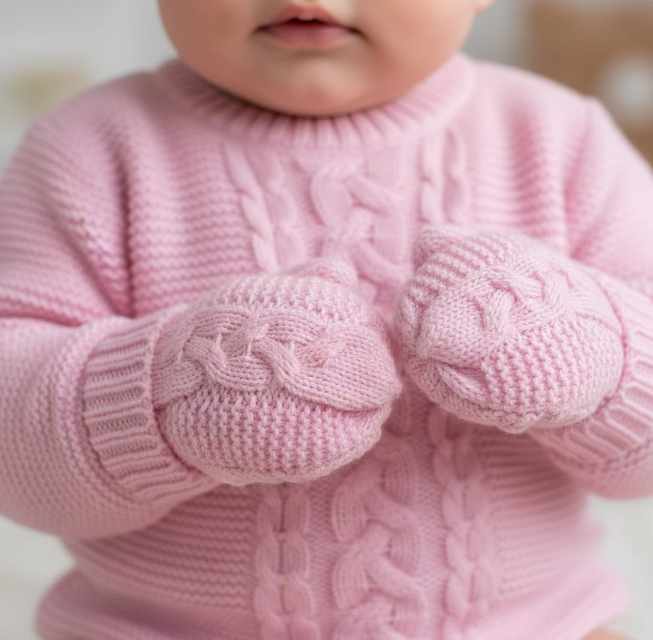 Soft Touch Zero EBM800 5023797313448 STEBM800-P Pink "Zero" Cable Mittens (NB-12 months)