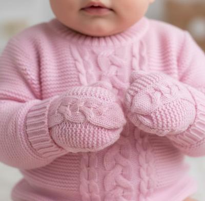 STEBM800-P  Pink "Zero" Cable Mittens  (NB-12 months)