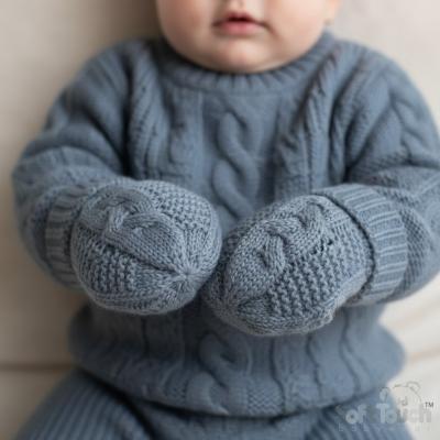 STEBM800-DB  Dusky Blue "Zero" Cable Mittens  (NB-12 months)