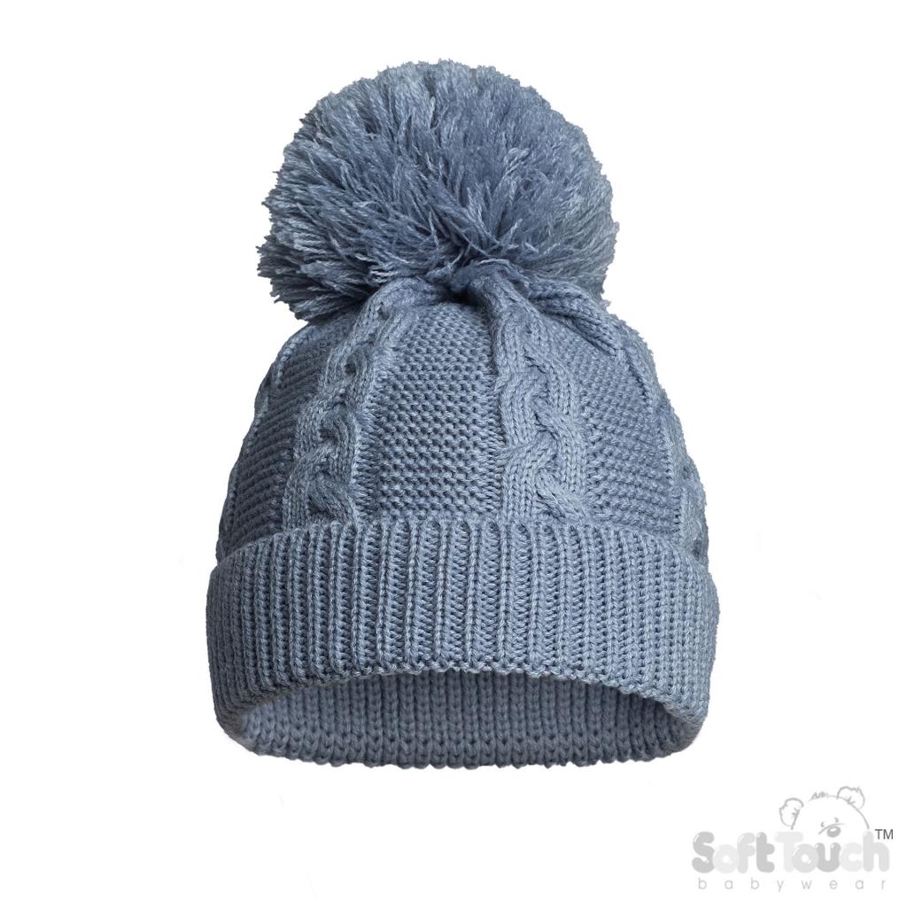 Soft Touch EH800 5023797313363 STEH800-DB Dusky Blue "Zero" Cable Hat (NB-12 months)
