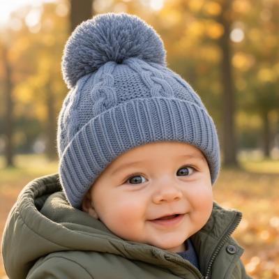 STEH800-DB  Dusky Blue "Zero" Cable Hat  (NB-12 months)
