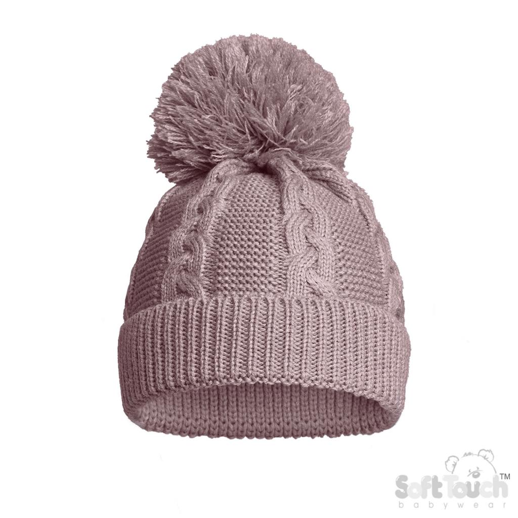 Soft Touch EH802 5023797313417 STEH802-DP Dusky Pink "Zero" Cable Hat (12-24 months)