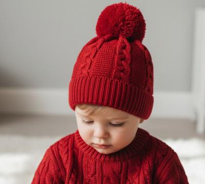 STEH802-R  Red "Zero" Cable Hat  (12-24 months)