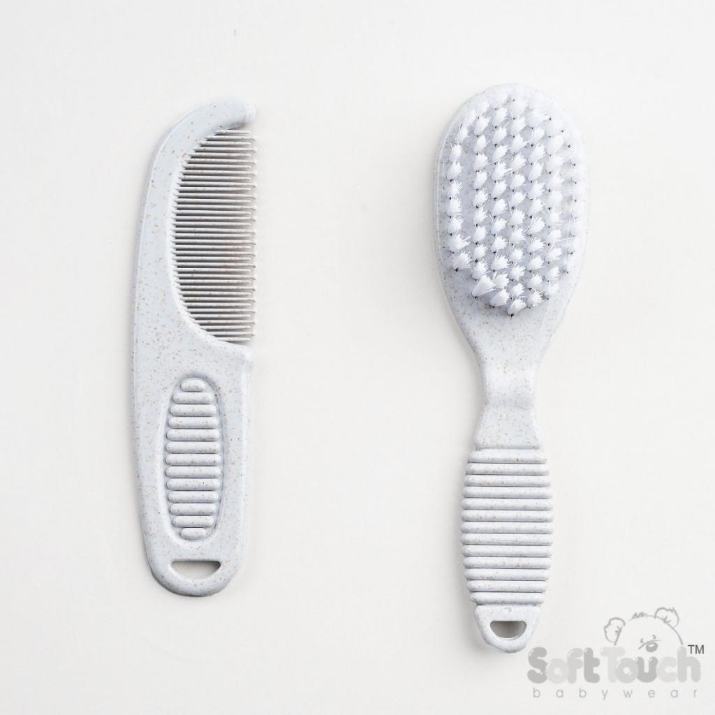 Soft Touch Zero 4EP606-G 5023797503788 STEP607-BP-G Grey Deluxe Wheat Fibre Brush & Comb set