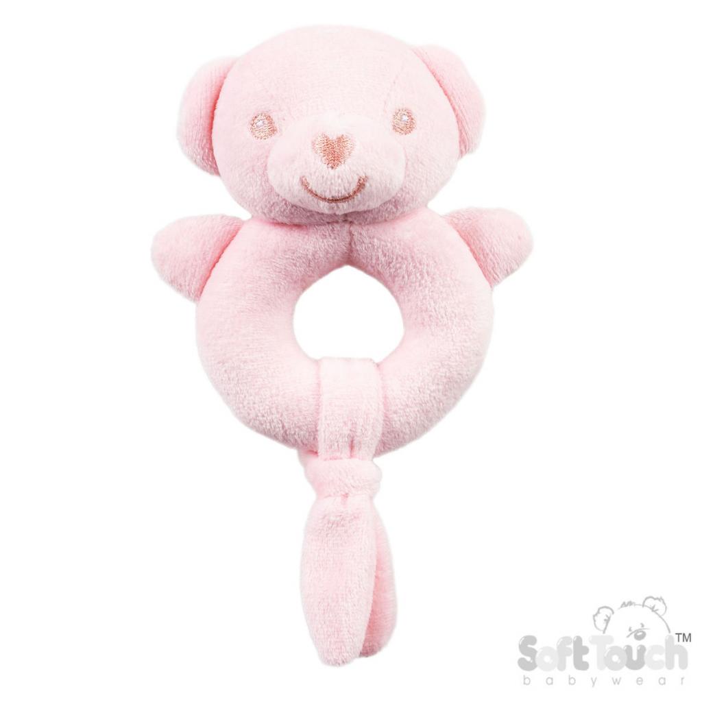 Soft Touch Zero 4ERT60-P 5023797611513 STERT60-P Pink Recycled  Ring Rattle Teddy