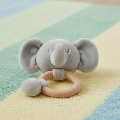 STERT66-G  Grey Eco Elephant Ring Rattle 
