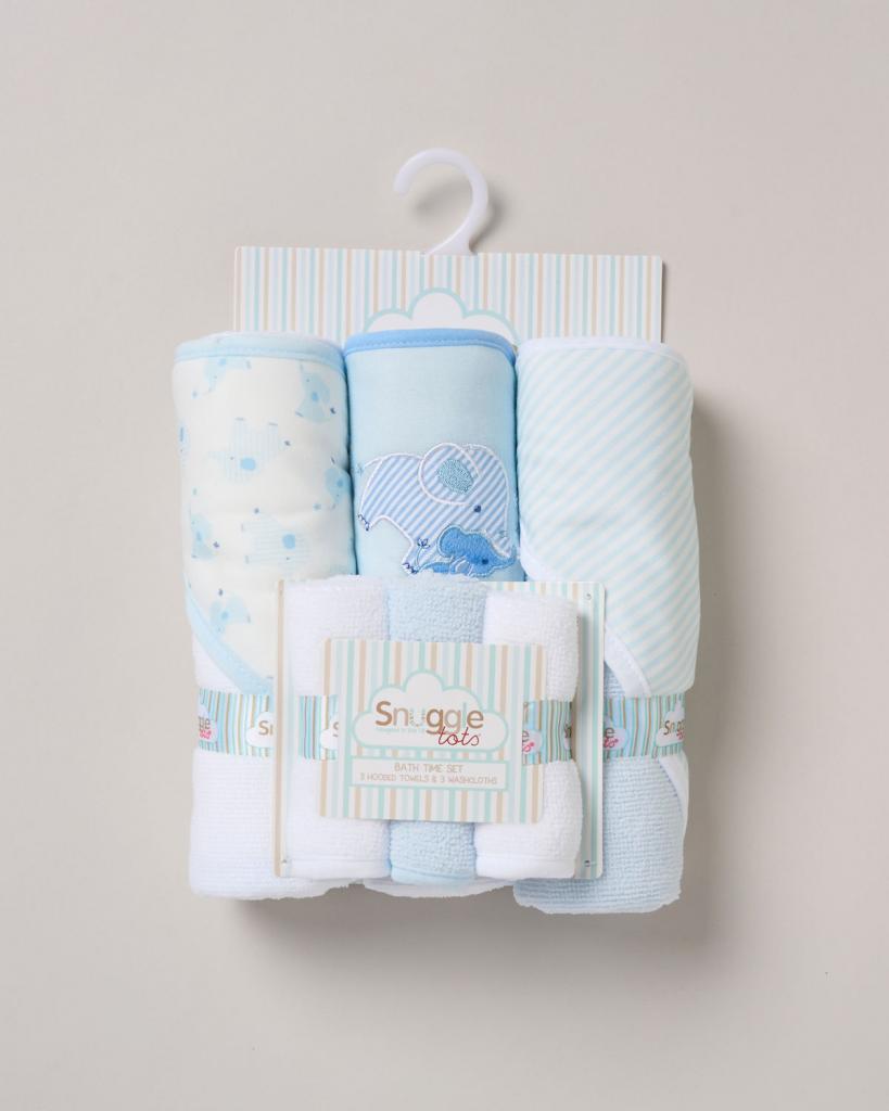 Snuggle Tots F09422  STF09422 Hooded Towel and Wash Cloth Set "Elephants"
