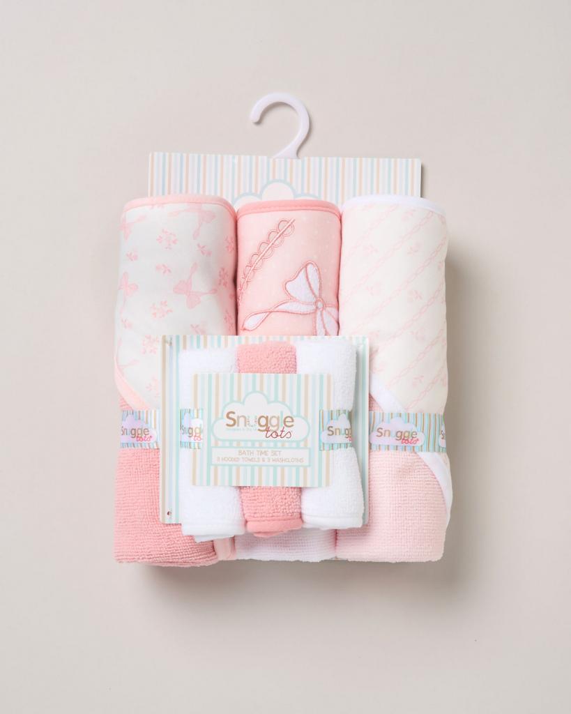 Snuggle Tots F09441  STF09441 Hooded Towel and Wash Cloth Set "Bow"