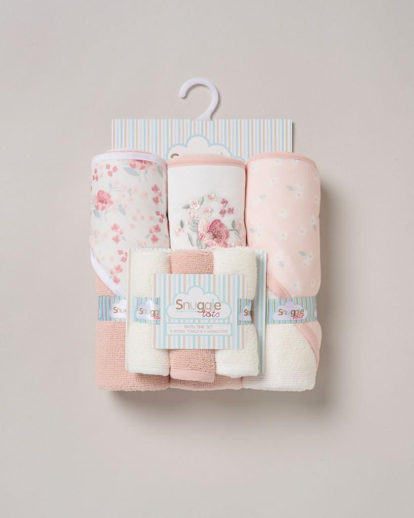 Snuggle Tots F09649  STF09649 Hooded Towel and Wash Cloth Set "Flowers"