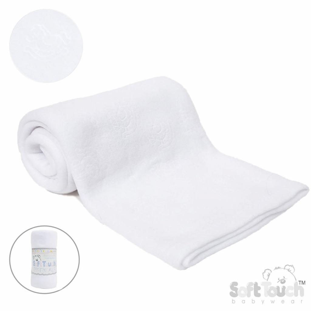 Soft Touch 4FBP05-BP-W 5023797300356 STFBP05-W White Embossed Fleece Baby Wrap (Bulk Pack)