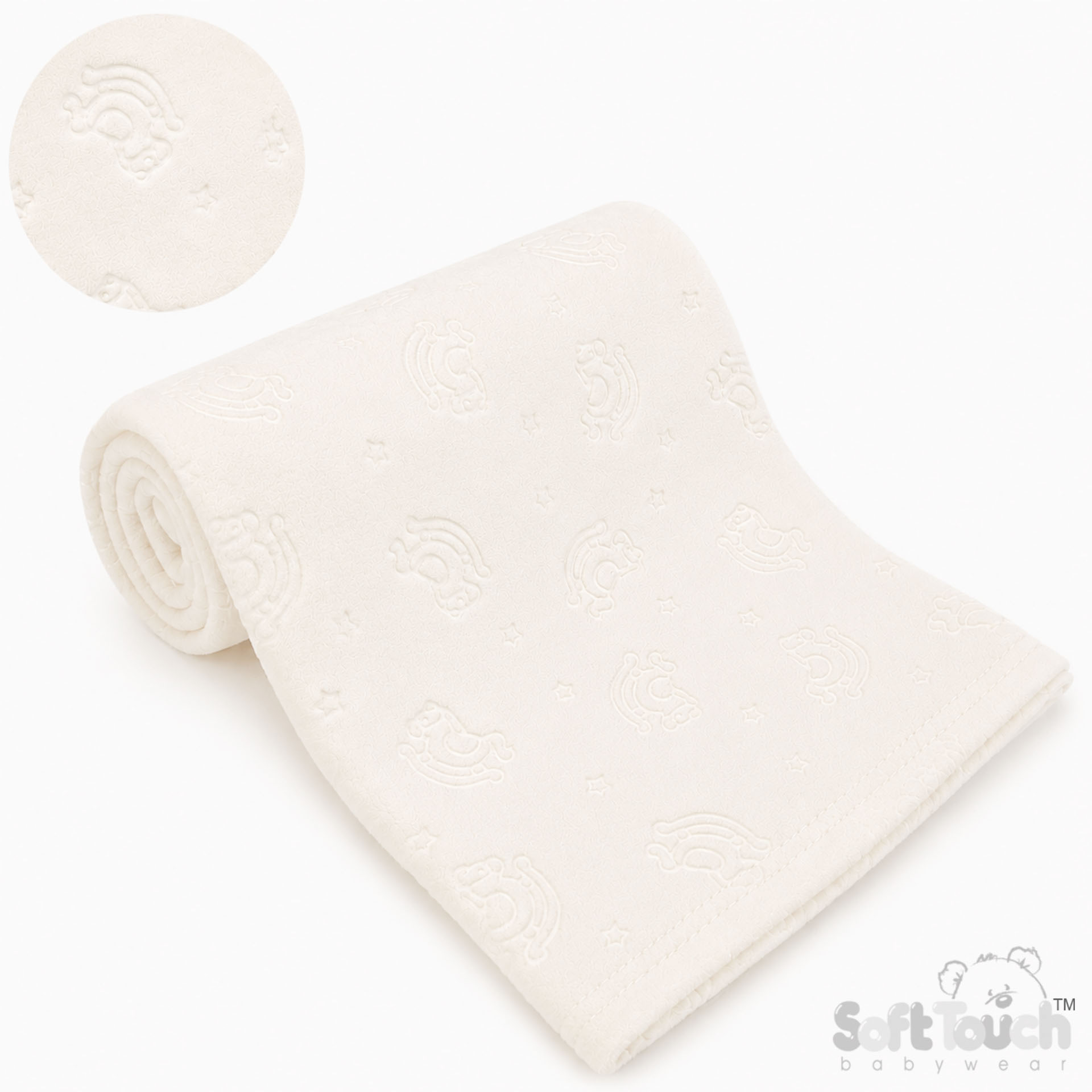 Soft Touch   STFBP06-C Cream Embossed Fleece Baby Wrap (Bulk Pack):