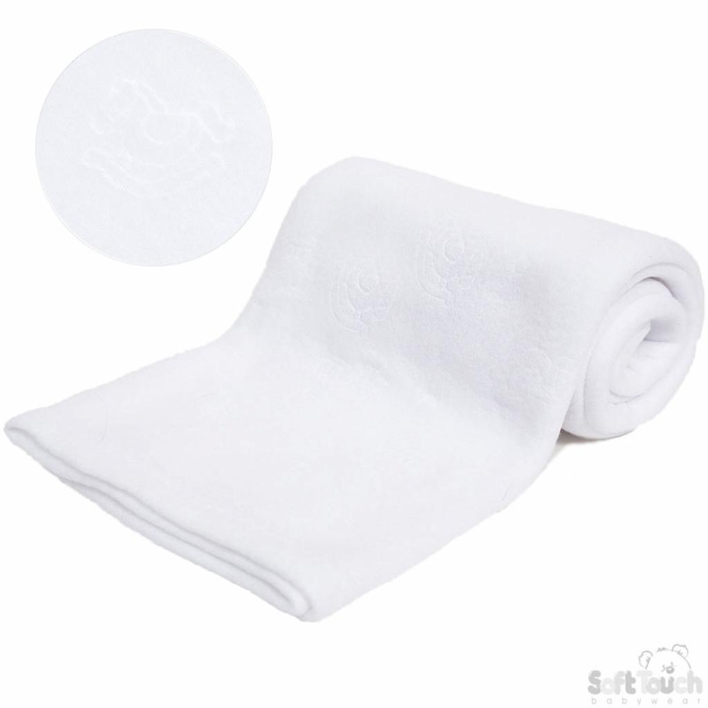 Soft Touch  5023797312786 STFBP06-W White Embossed Fleece Baby Wrap (Bulk Pack):