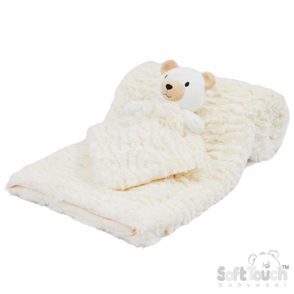 Soft Touch 4FBP224-C 5023797311642 STFBP224-C Cream Bear Comforter and wrap