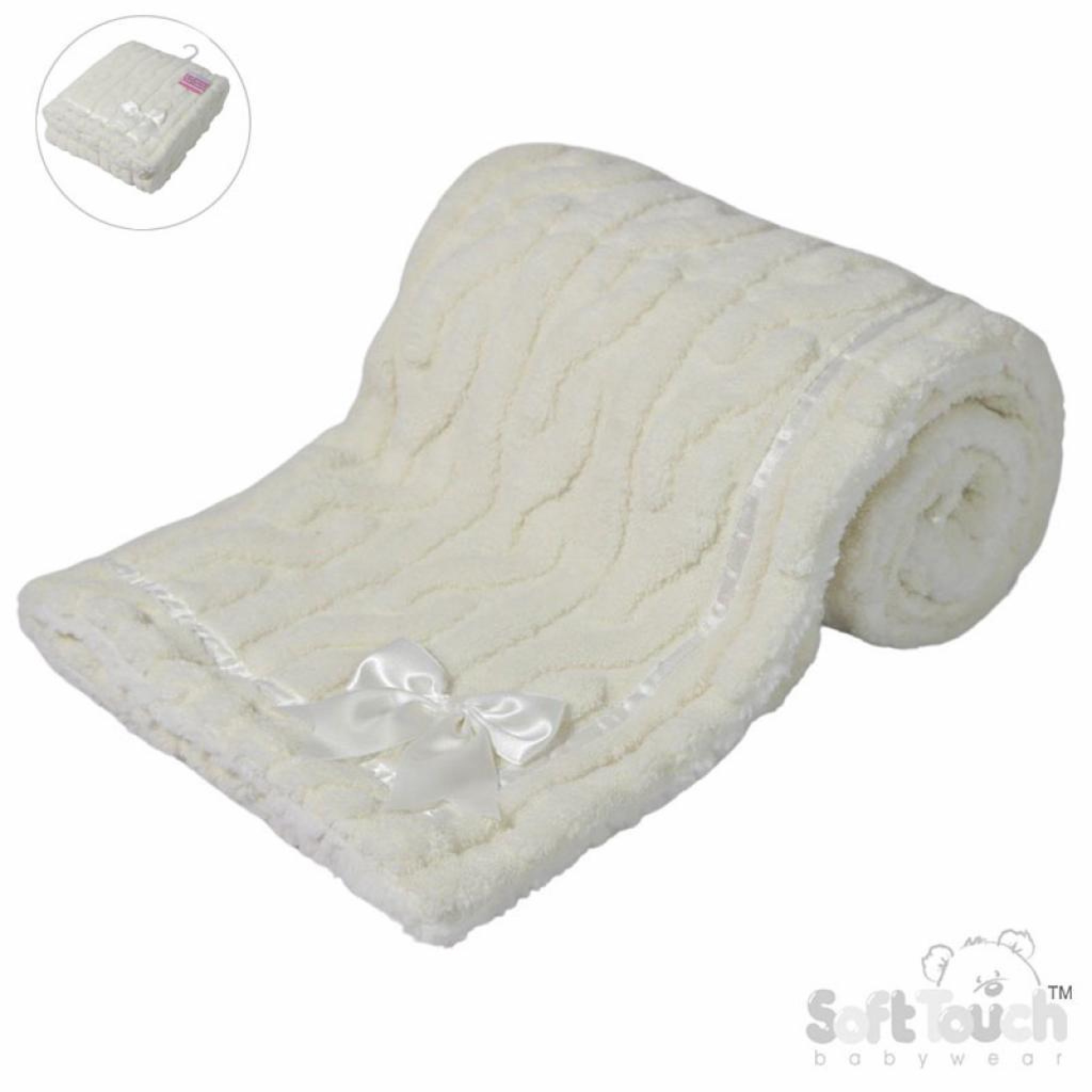 Soft Touch 4FBP234-C 5023797311987 STFBP234C Cream Cable knit with bow wrap