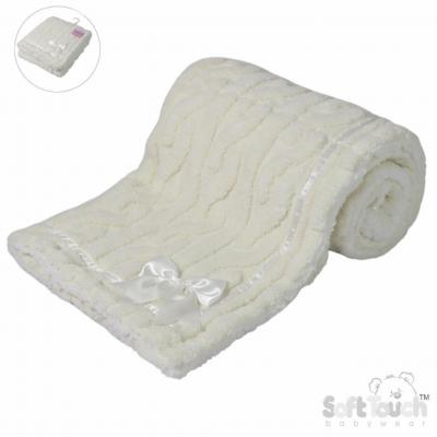 STFBP234C  Cream Cable knit with bow wrap 