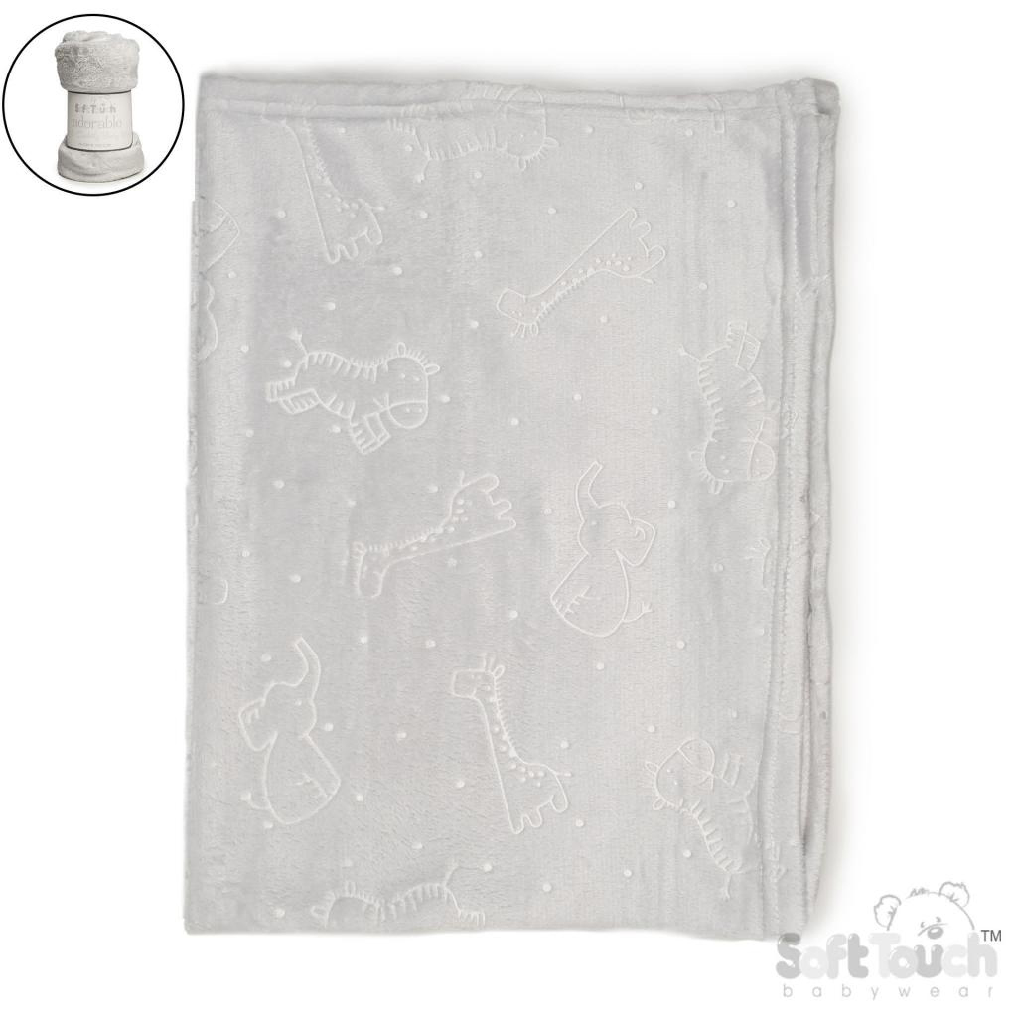 Soft Touch 4FBP305 5023797314537 STFBP305-G Grey "Animals" embossed wrap