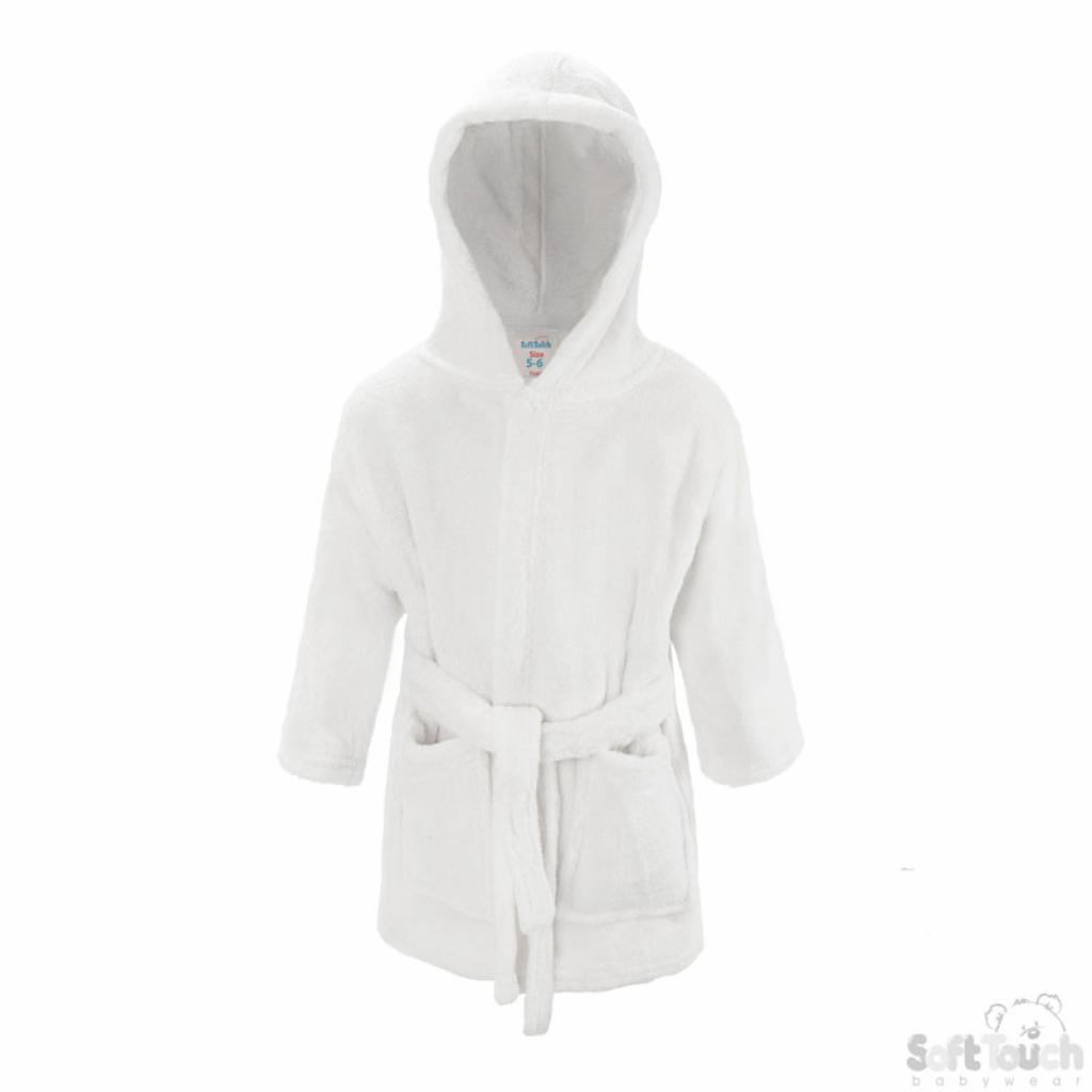 Soft Touch  502379300349 STFBR17-W White Child Coral Fleece Robe (2-6 years)
