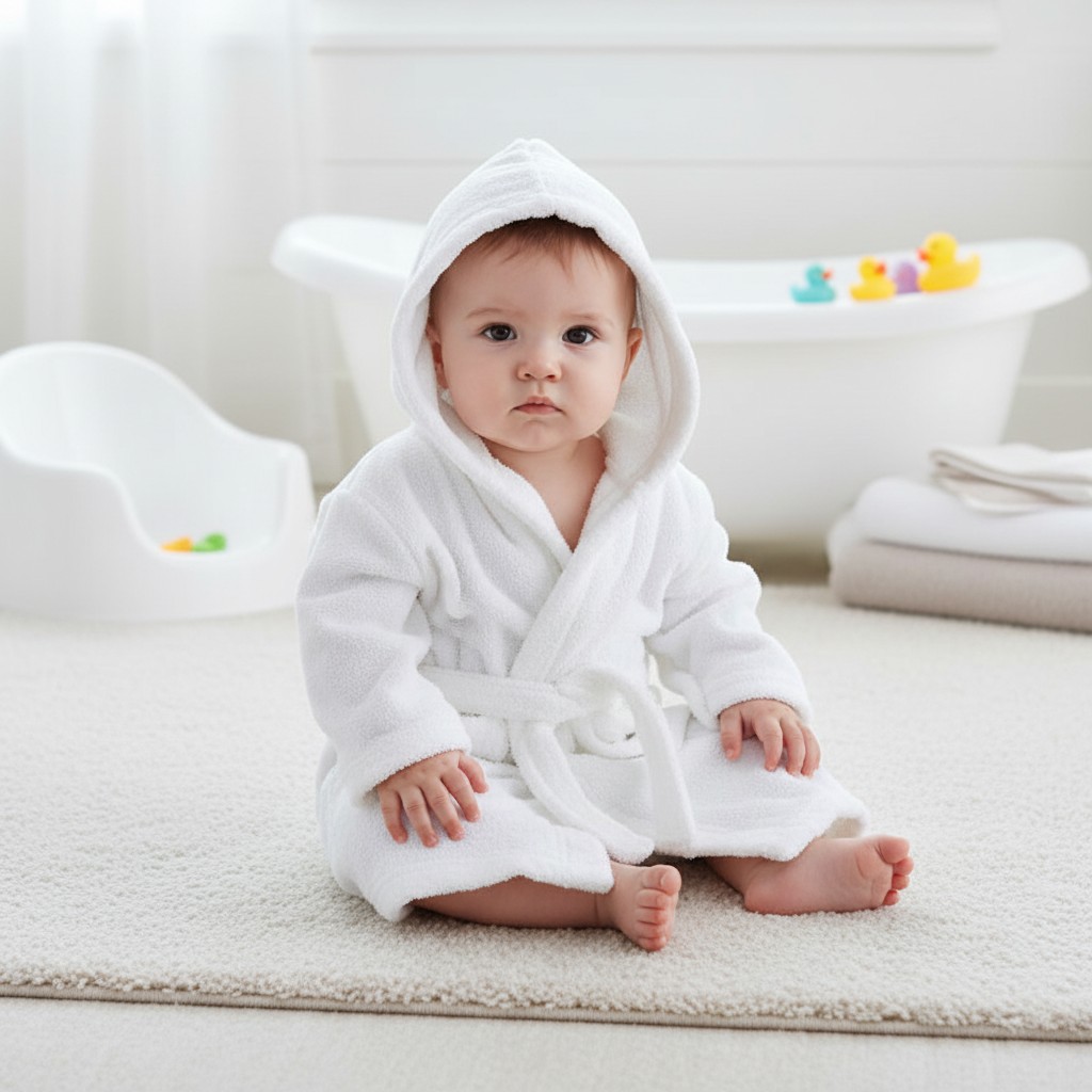 Soft Touch FBR22-w-0-6 5023797305931 STFBR22-W White Infant Coral Fleece Robe (Choose 0-24)