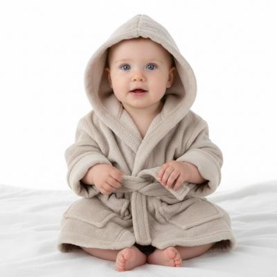 STFBR305-BI-06  Biscuit Animal embossed Fleece Robe  (0-6 months)