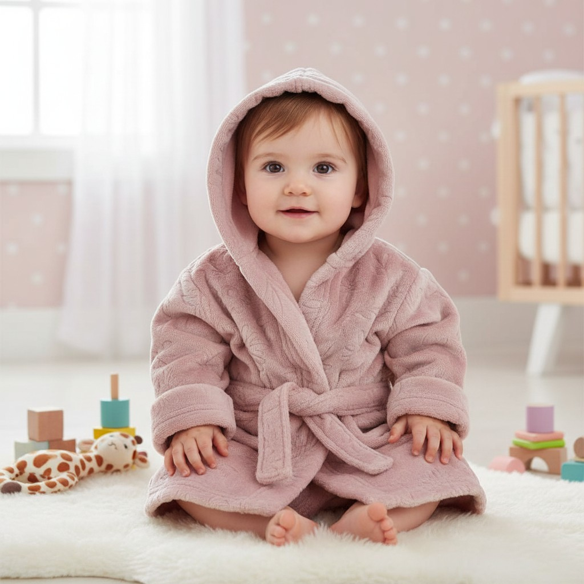 Soft Touch 4FBR305-DP-0-6m 5023797318498 STFBR305-DP-06 Floral embossed Fleece Robe (0-6 months)