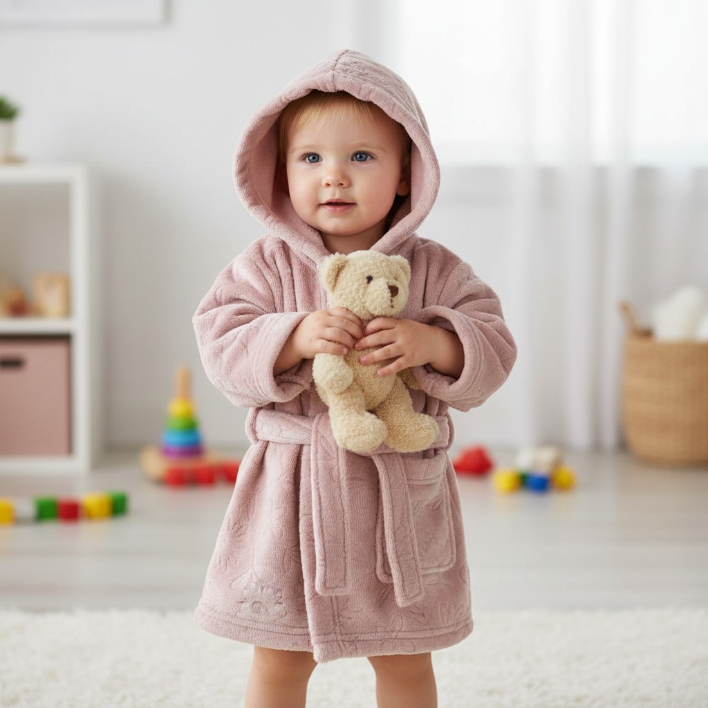 Soft Touch 4FBR305-DP-6-12m 5023797318559 STFBR305-DP-612 Floral embossed Fleece Robe (6-12 months)