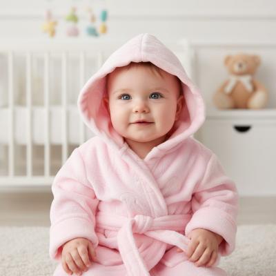STFBR305-P-06  Pink Bunny Embossed Fleece Robe  (0-6 months)
