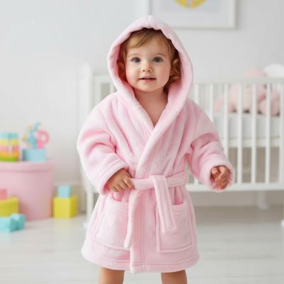 STFBR305-P-612 Pink Bunny embossed Fleece Robe (6-12 months)