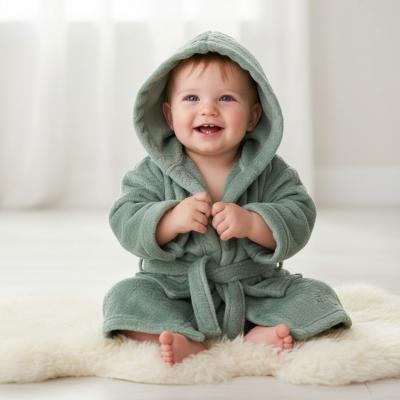 STFBR305-SG-06  Sage embossed Fleece Robe  (0-6 months)