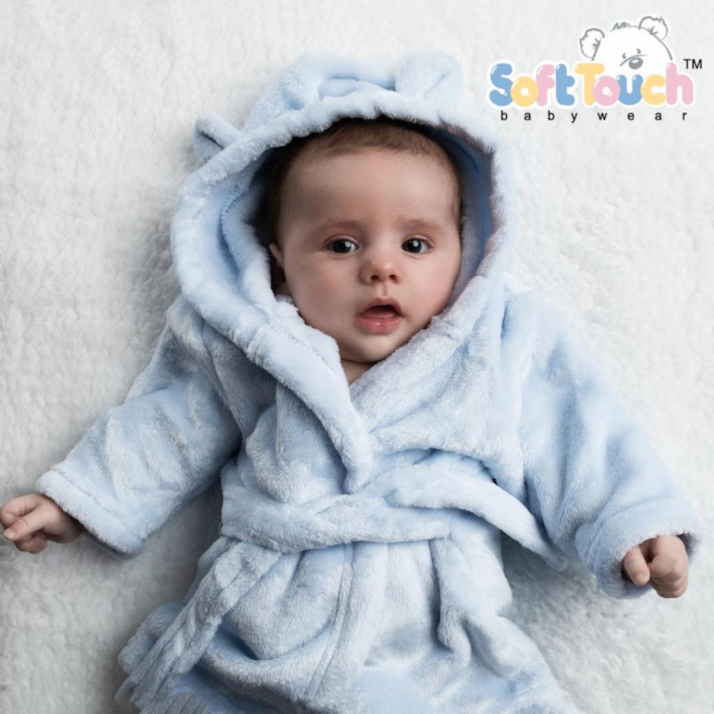 Soft Touch FBR50-B 5023797309861 STFBR50-Bl Sky Blue Robe with Ears (choose 0-36m)