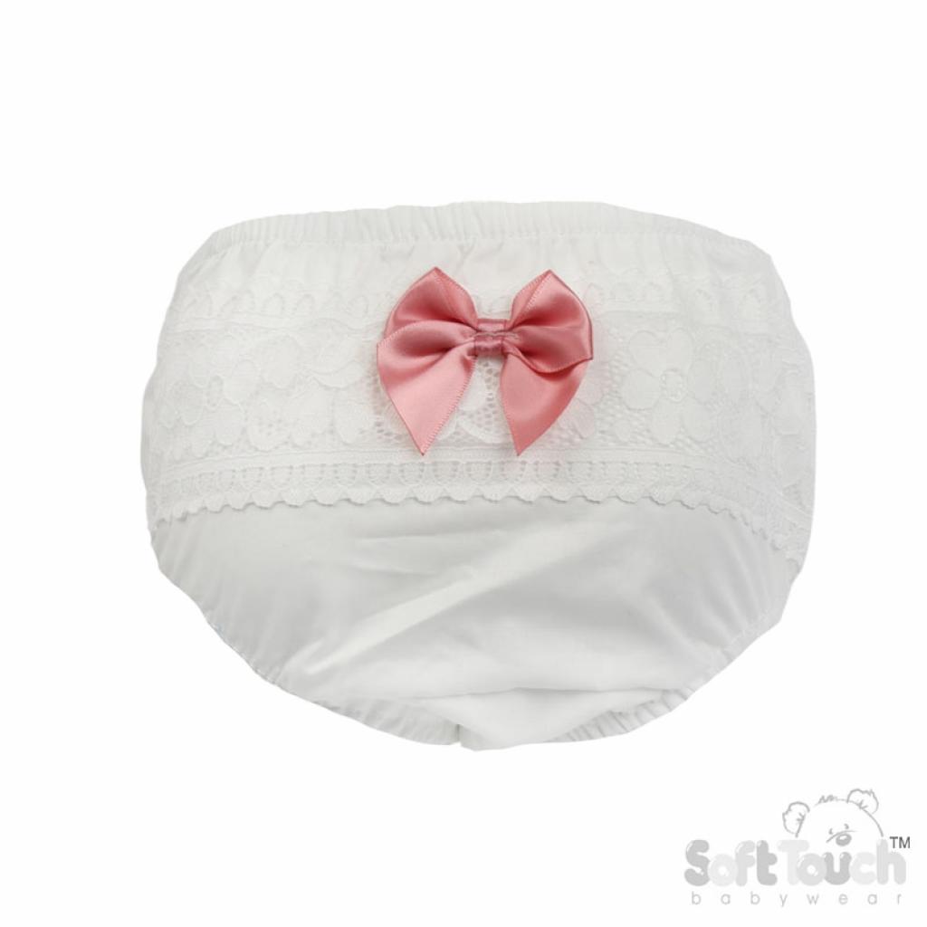 Soft Touch FP30-DP 5023797313035 STFP30-DP Dusky Pink Floral Lace Frilly Pants (0-18 months)