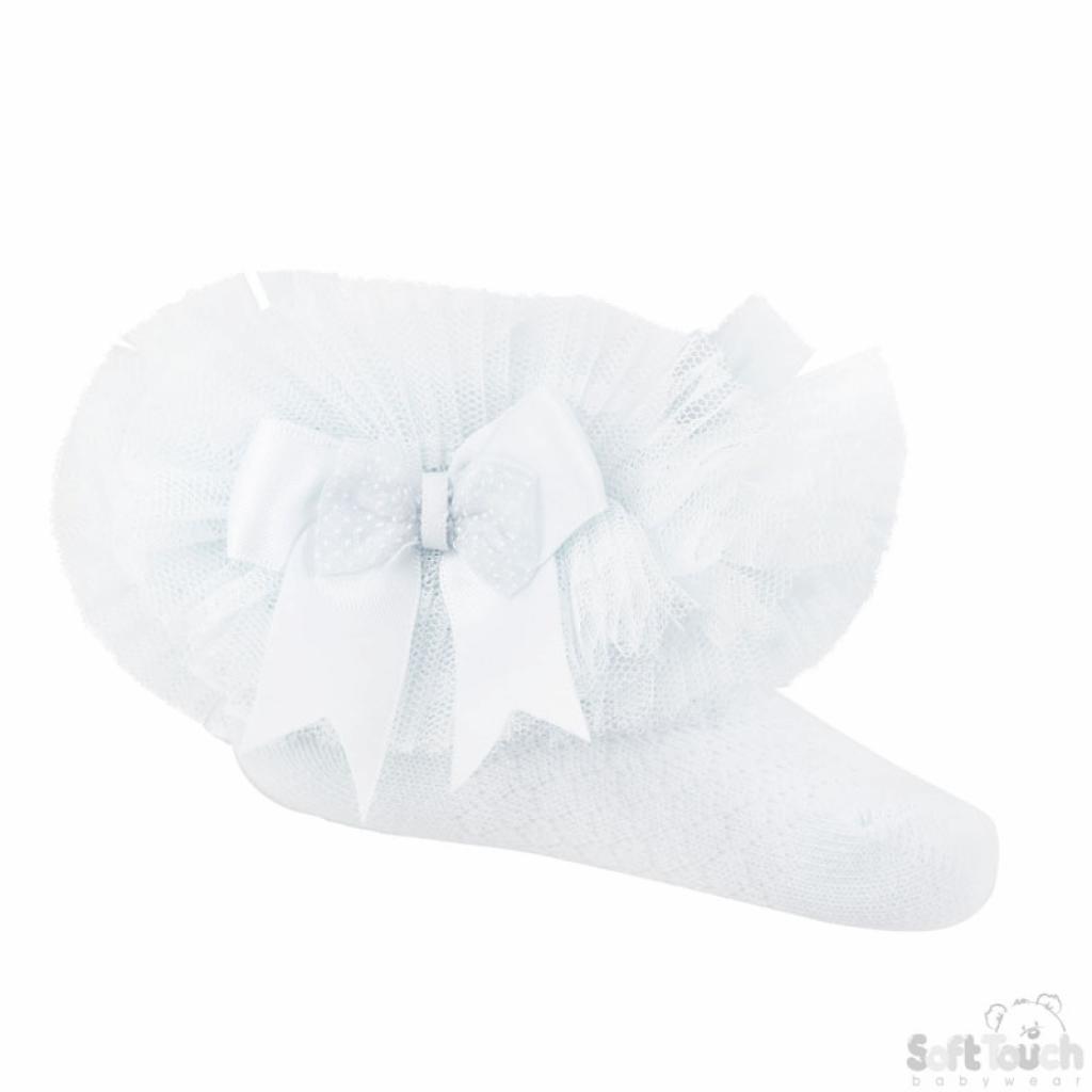 Soft Touch 4GS114-W 5023797405389 STGS214-W Organza Lace & Bow "Tutu" Socks (0-6 months)