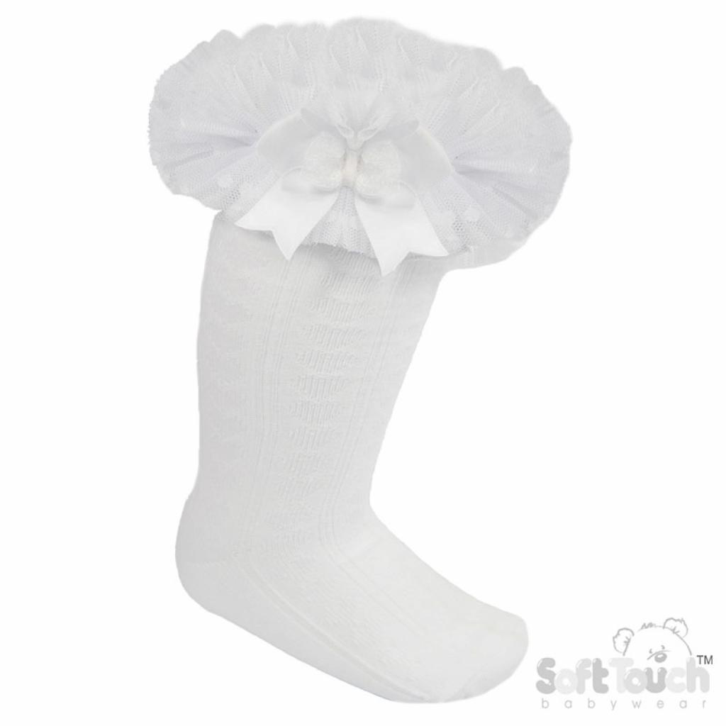 Soft Touch 4GS218-W 5023797405419 STGS218-W White Knee length "Tutu" socks (NB-18 months)