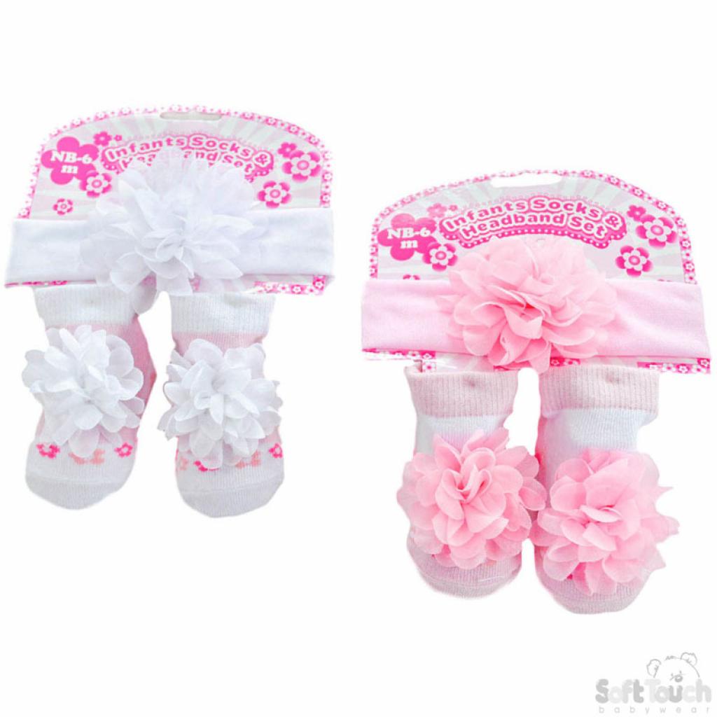 Soft Touch  5023797402357 STGS43 "Flower" Head band and sock set (0-6 months)