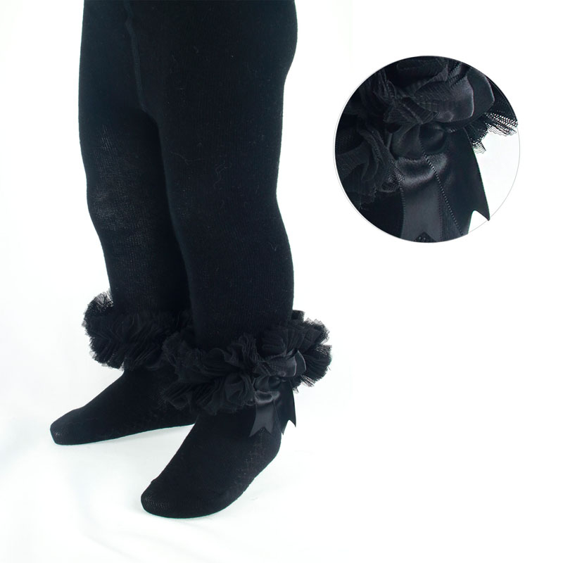 Soft Touch  5023797402562 STGT62-B Black frilly tights(0-12 months)