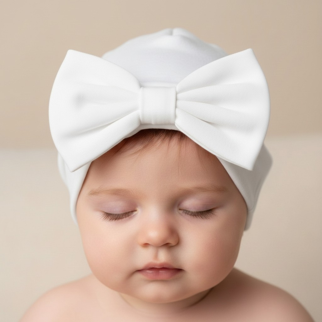 Soft Touch 4H13-W 5023797306525 STH15-W White Turban "Bow" Hat (0-6 months)