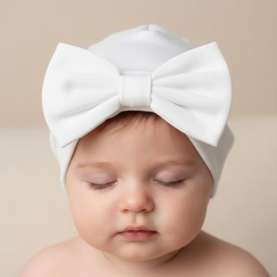 STH15-W  White Turban "Bow" Hat  (0-6 months)