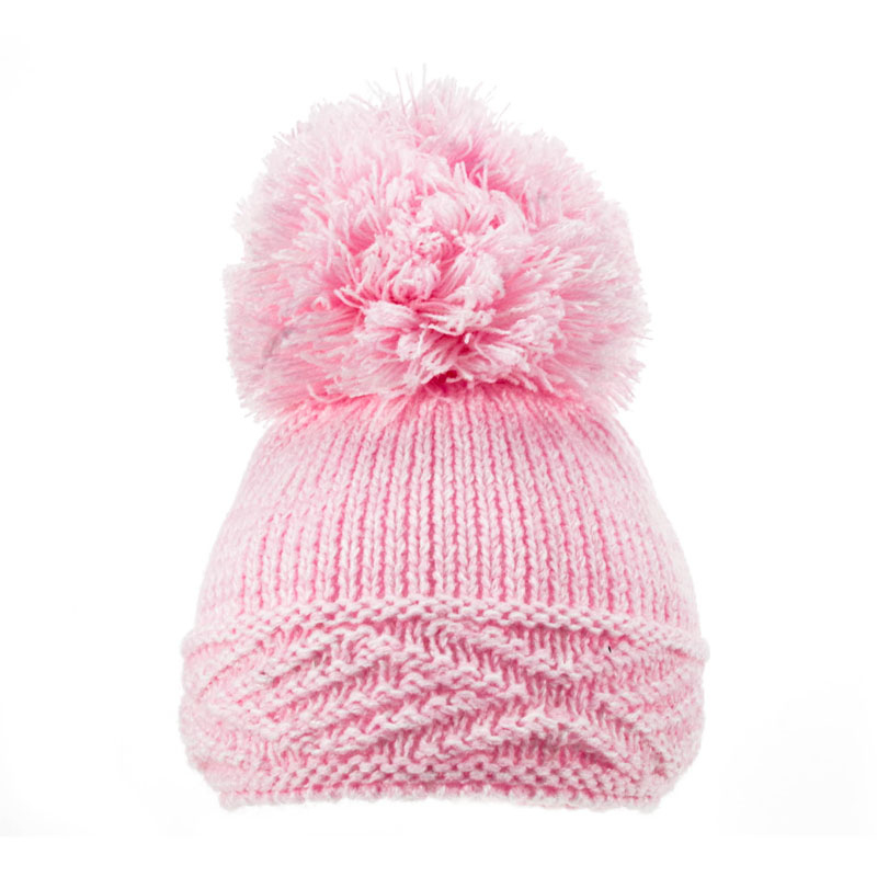 Soft Touch 4H468-p-sm 5023797306037 STH468-P-SM Pink Diamond Pom Pom Hats (Newborn-12 months)