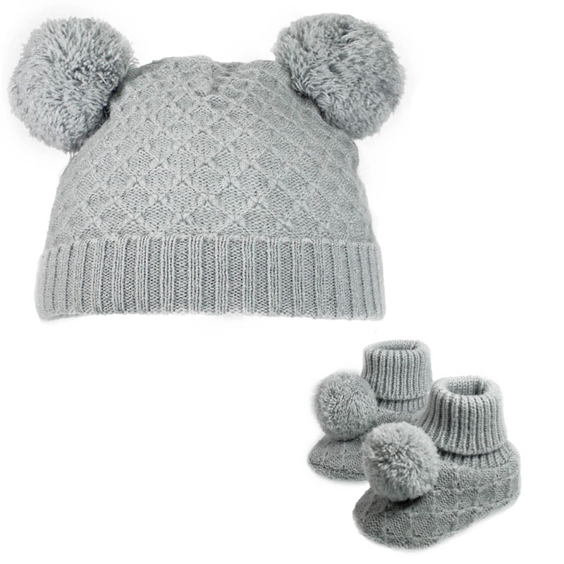 Soft Touch 4H610-G-SM 5023797305849 STH610-G-SM Pom Pom Hat and Bootee Set (Nb-6 months)