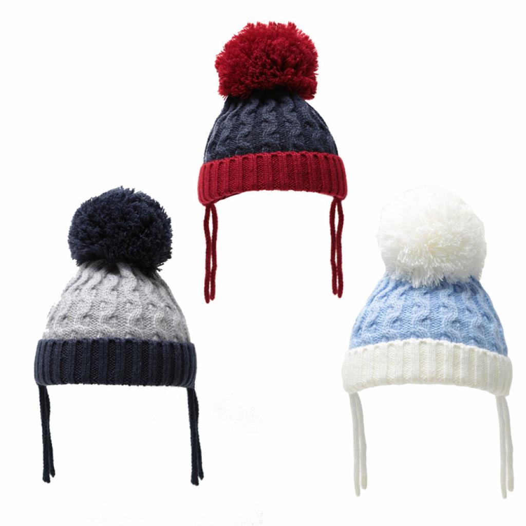 Soft Touch H626-SM 5023797307850 STH626-SM Ribbed and cable pom pom hat ( Newborn - 12 months)