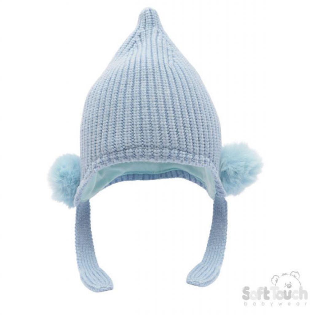 Soft Touch 4H642-G 5023797310362 STH642-B-SM  Chenille Hat with Poms ( Newborn -12 months)