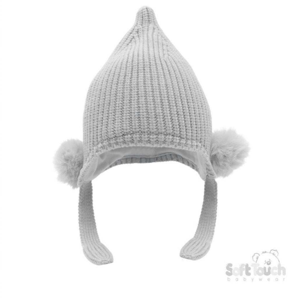 Soft Touch 4H642-G 5023797310386 STH642-G-SM  Chenille Hat with Poms ( Newborn -12 months)