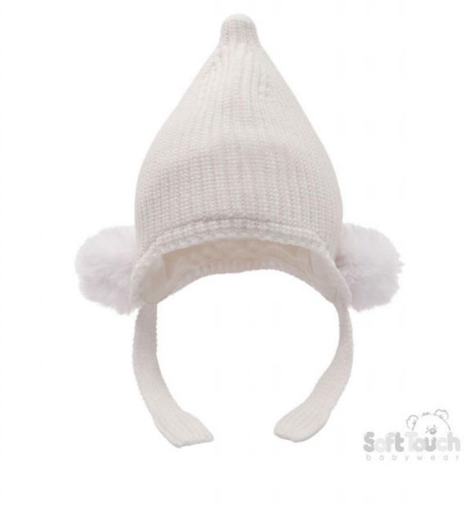 Soft Touch 4H642-W 5023797310355 STH642-W-SM  Chenille Hat with Poms ( Newborn -12 months)