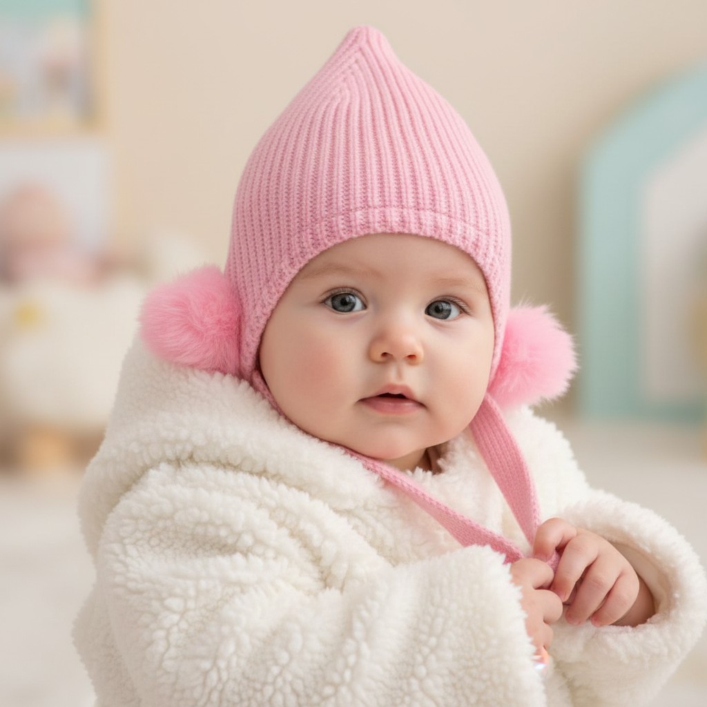Soft Touch 4H642-P 5023797310379 STH642P-SM Pink Chenille Hat with Poms (Newborn -12 months)