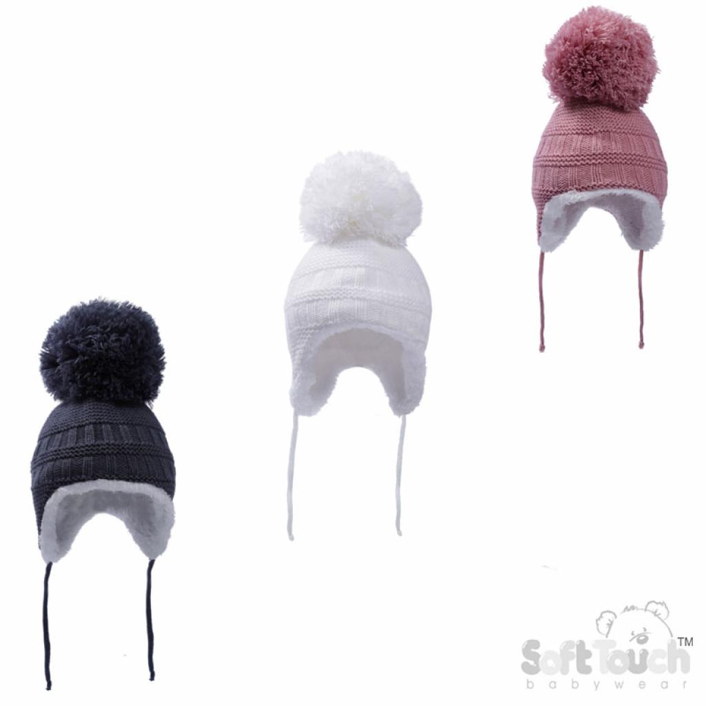Soft Touch 4H644-SM 5023797310348 STH644-SM Hat with large Pom-Pom (Newborn - 12 months)