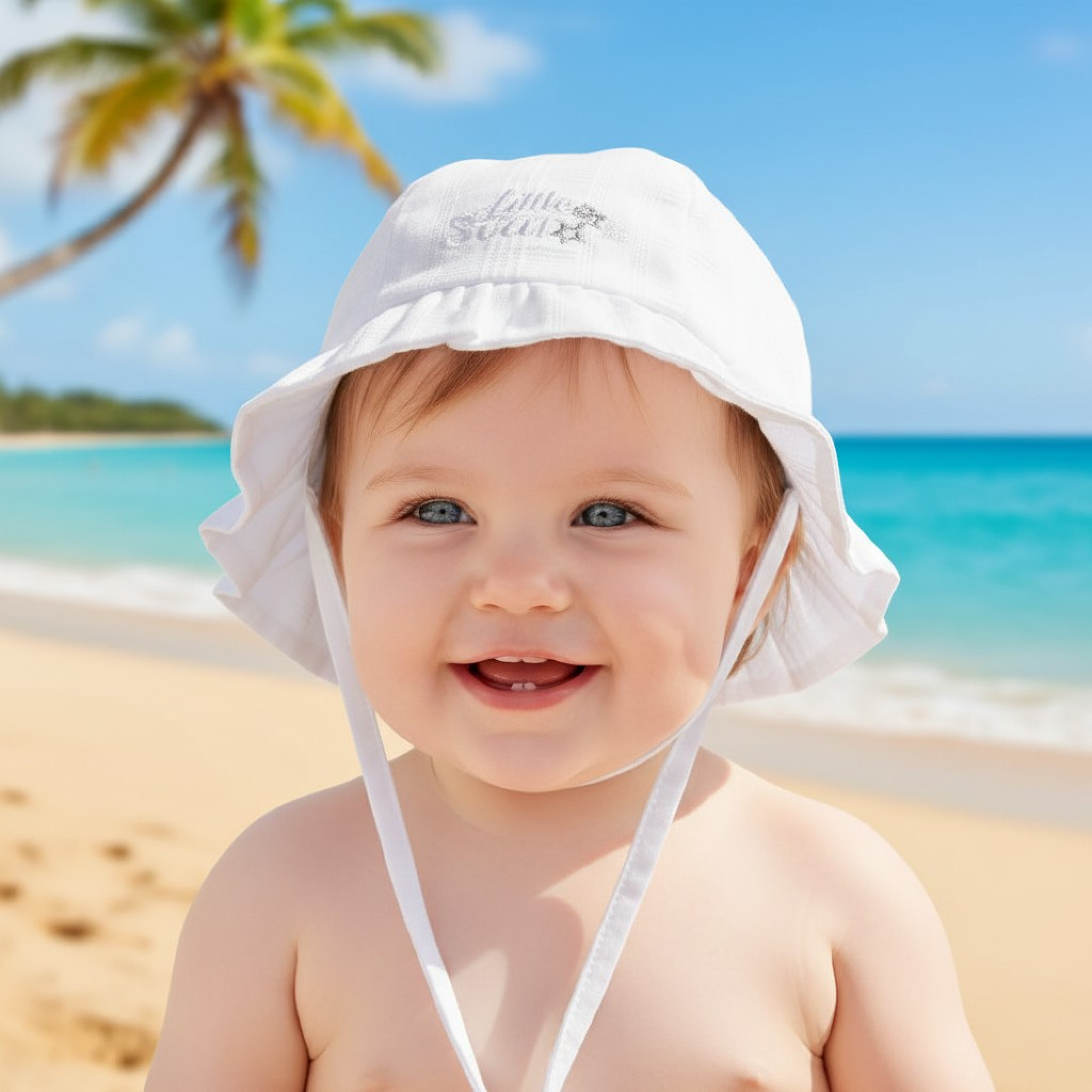 Soft Touch 4H20-MI 5023797311352 STH66W Lined little Star Summer Hat (0-24 months)