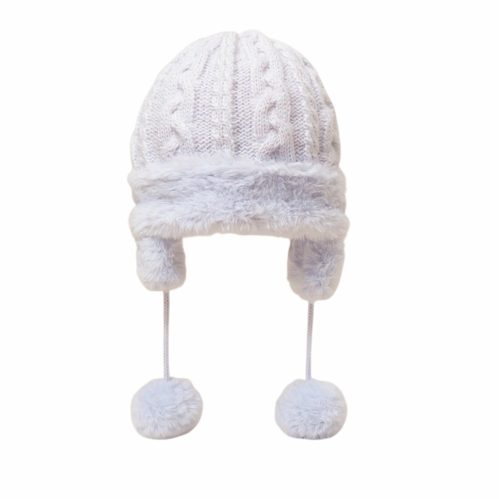 Soft Touch * STH680-w Cable hat with fur and ear flaps (Nb-6 months)