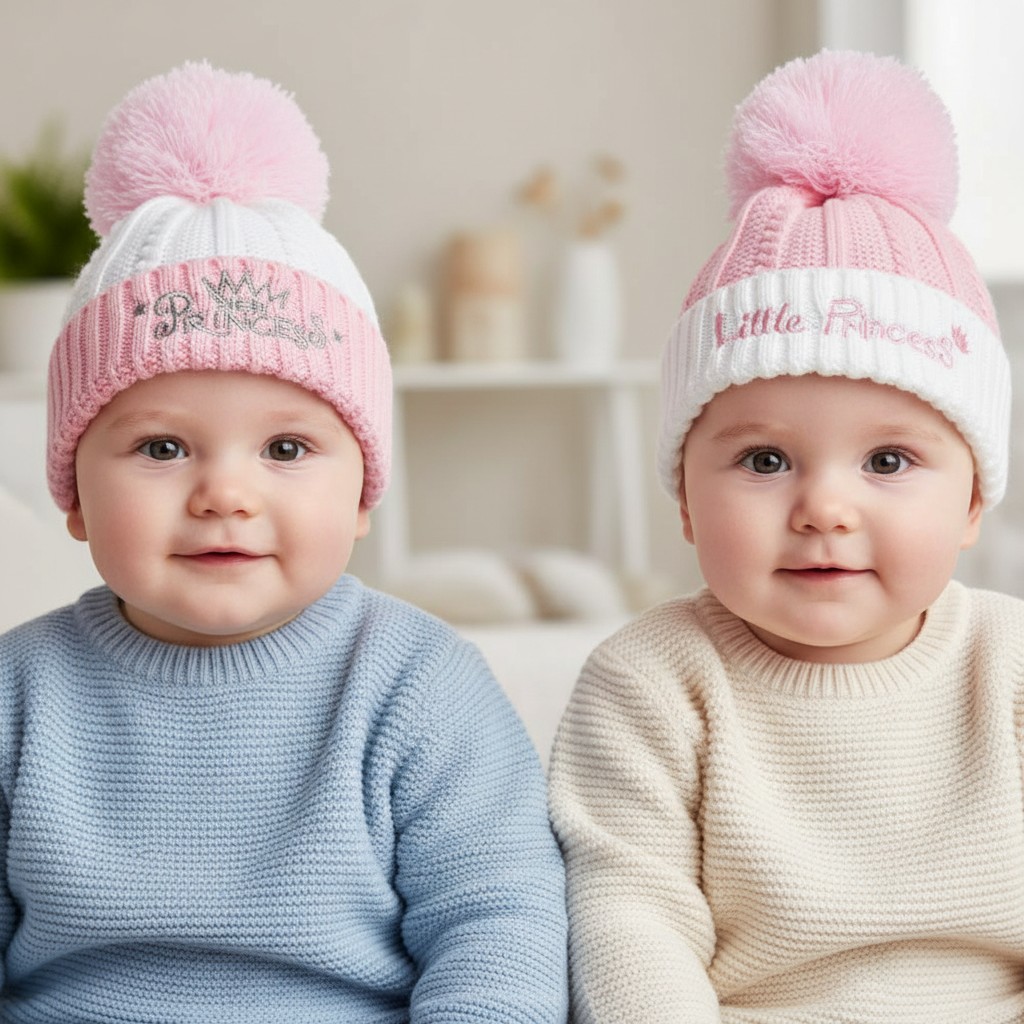 Soft Touch 4H684-P 5023797313639 STH684-P Pink Princess  Pom Pom hat (NB-12 months)