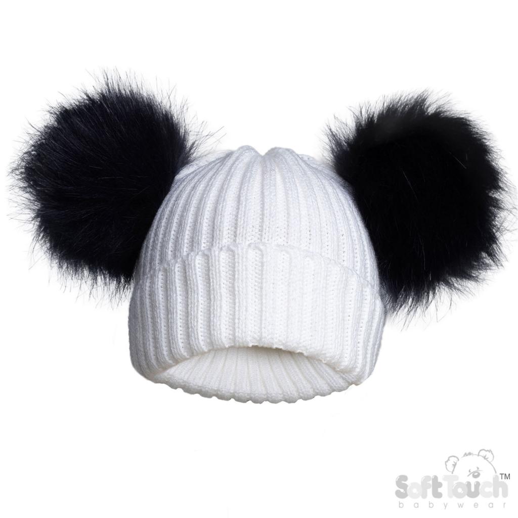 Soft Touch 4H688 5023797313721 STH688-N Navy Furry Pom Pom hat (NB-12 months)