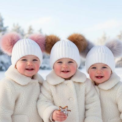 STH688-COL  Assorted Furry Pom Pom hat  (NB-12 months)