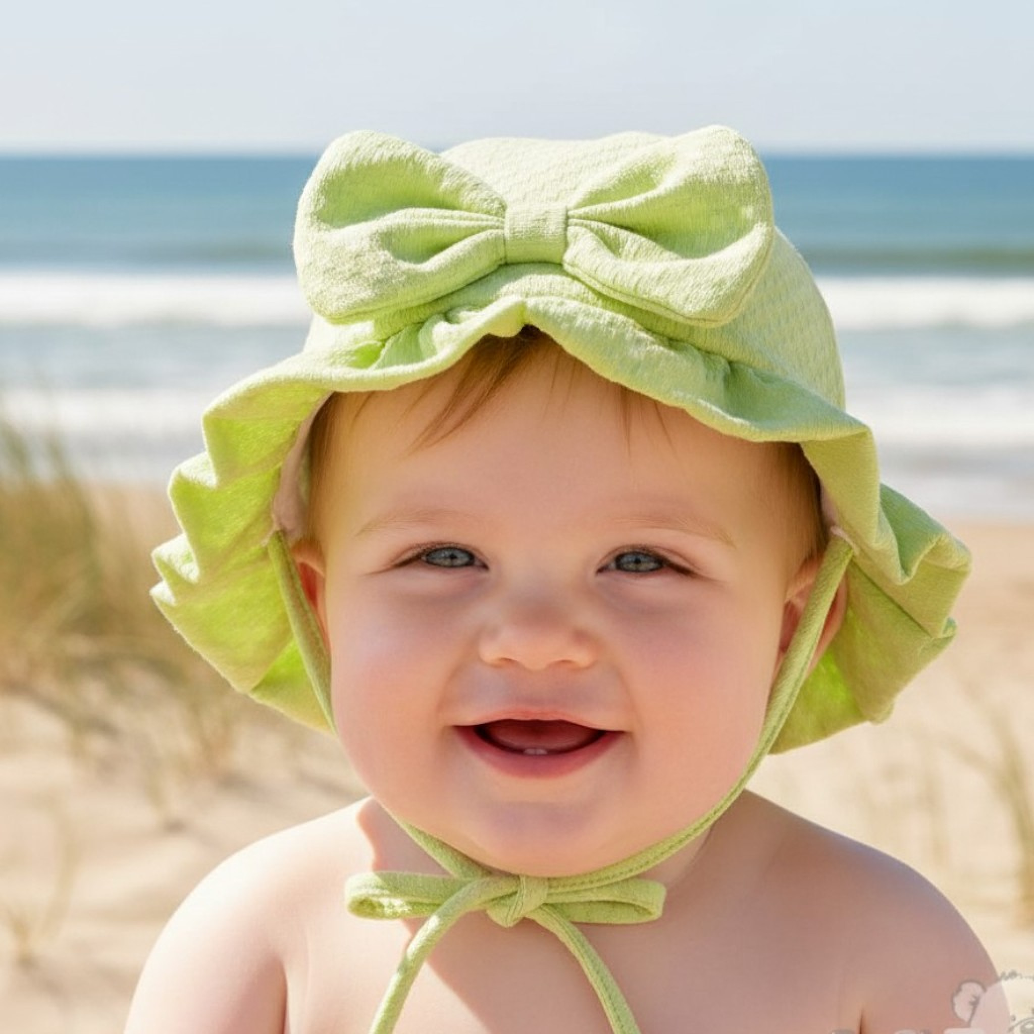Soft Touch 4H20-MI 5023797311390 STH68Mi Green Lined Checked Summer Hat (0-12 months)